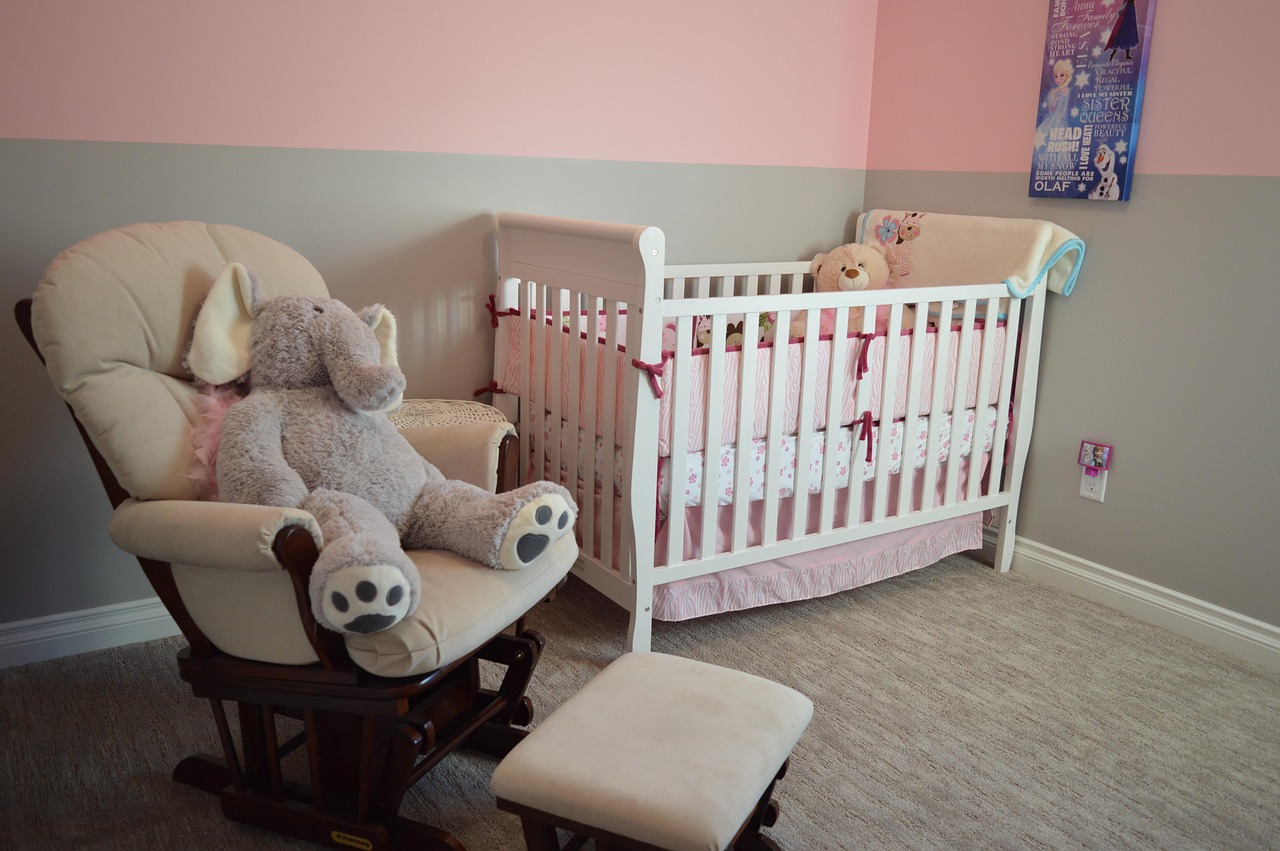 Calm nursery interior with neutral walls