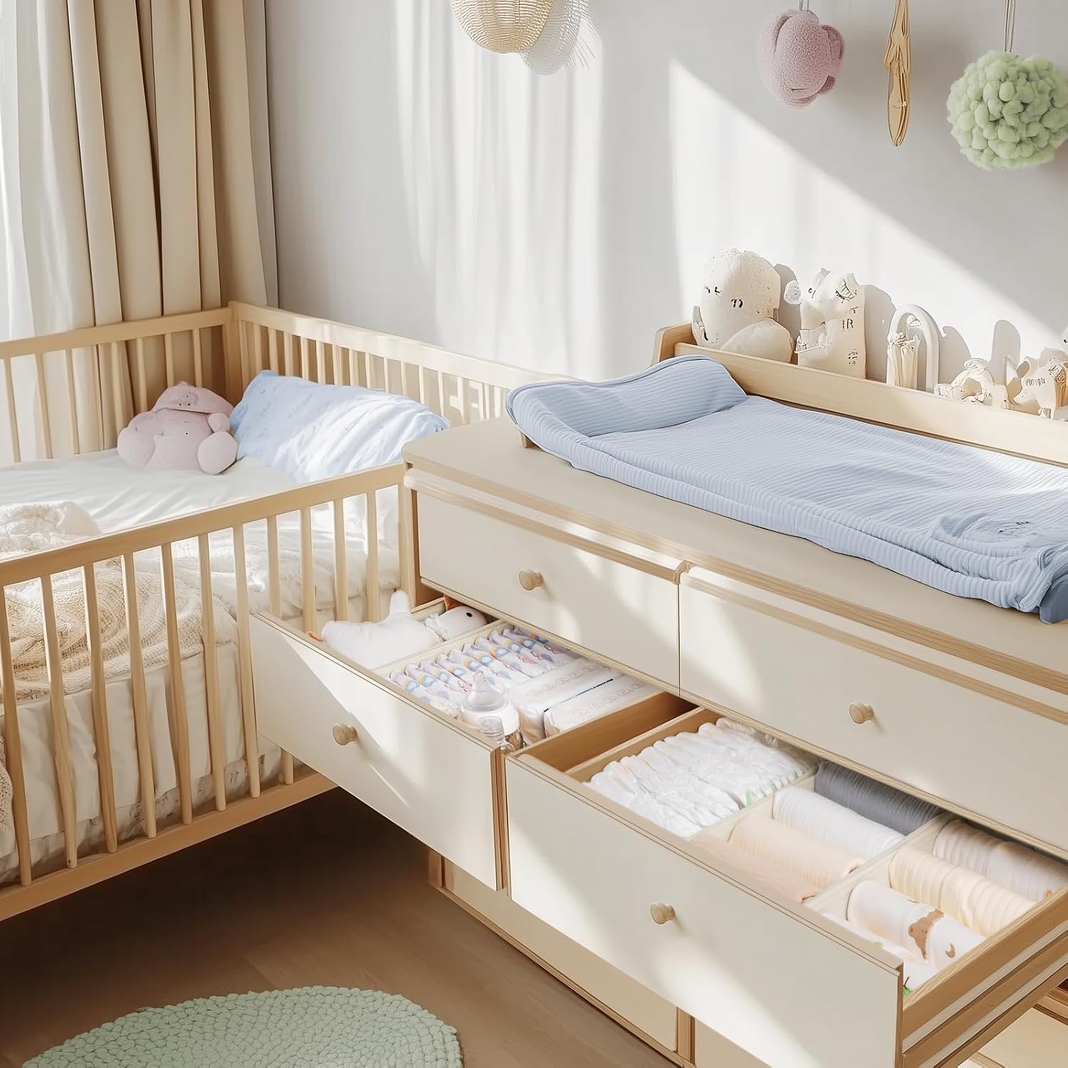 Cream Fabric Drawer Organizers - Hình 2