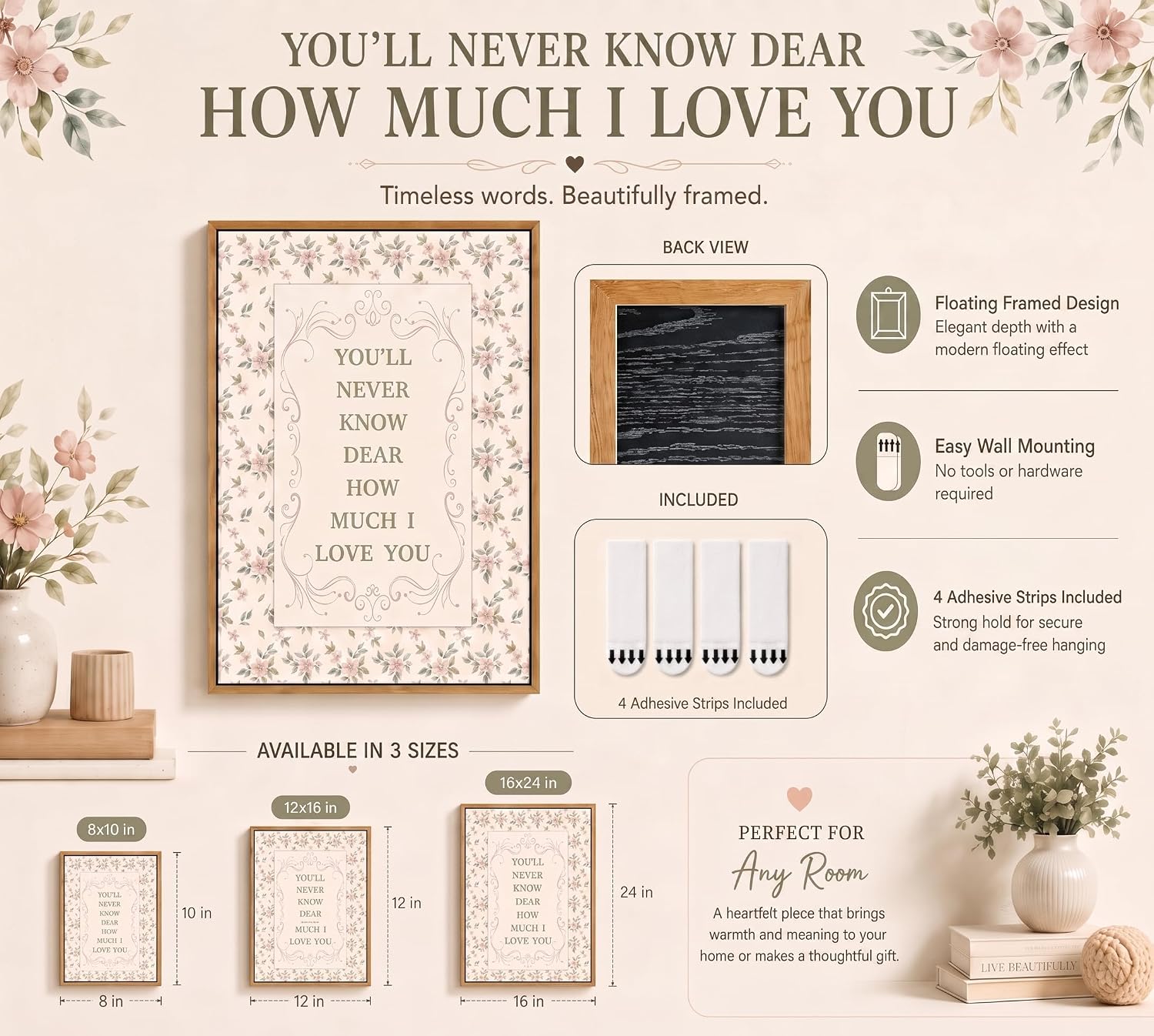 Floral Nursery Quote Canvas Art - Hình 5