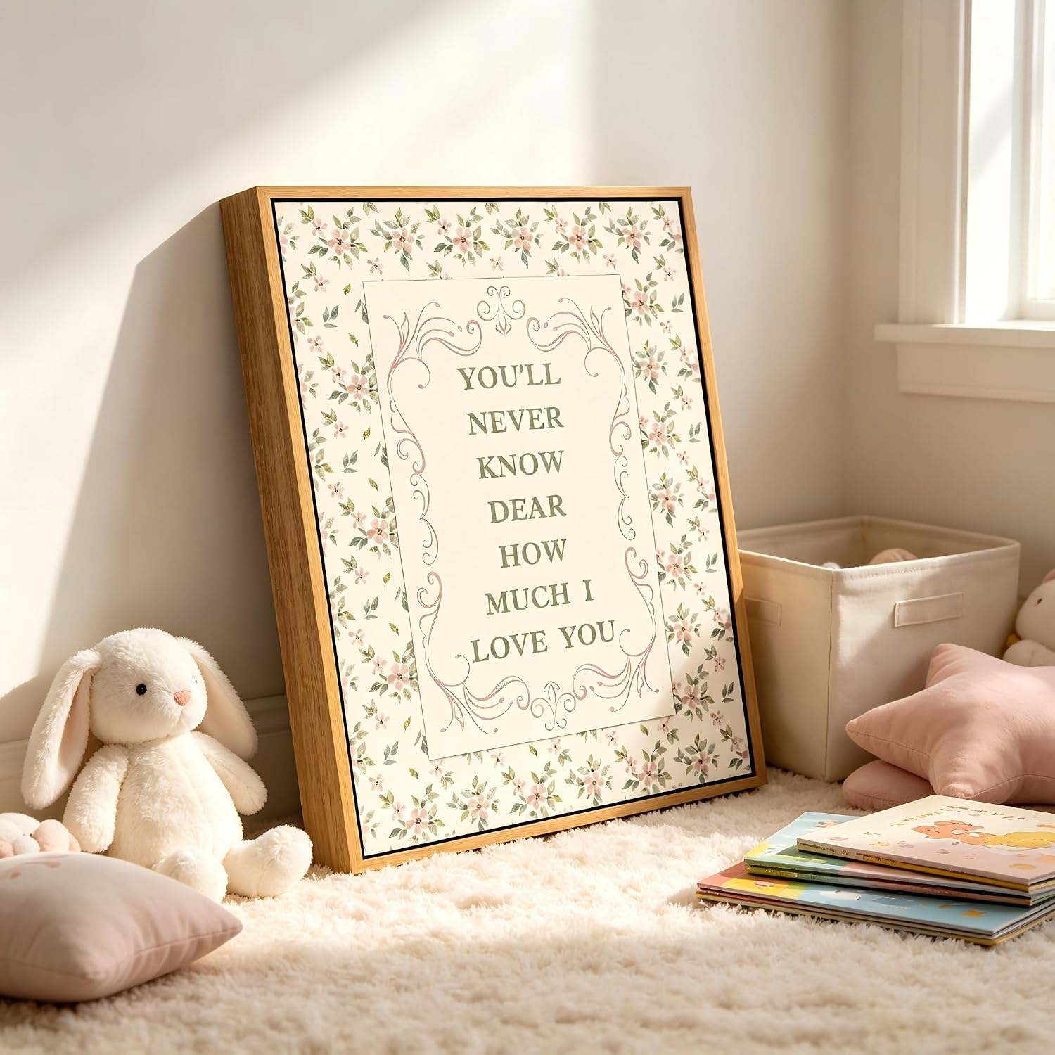 Floral Nursery Quote Canvas Art - Hình 2