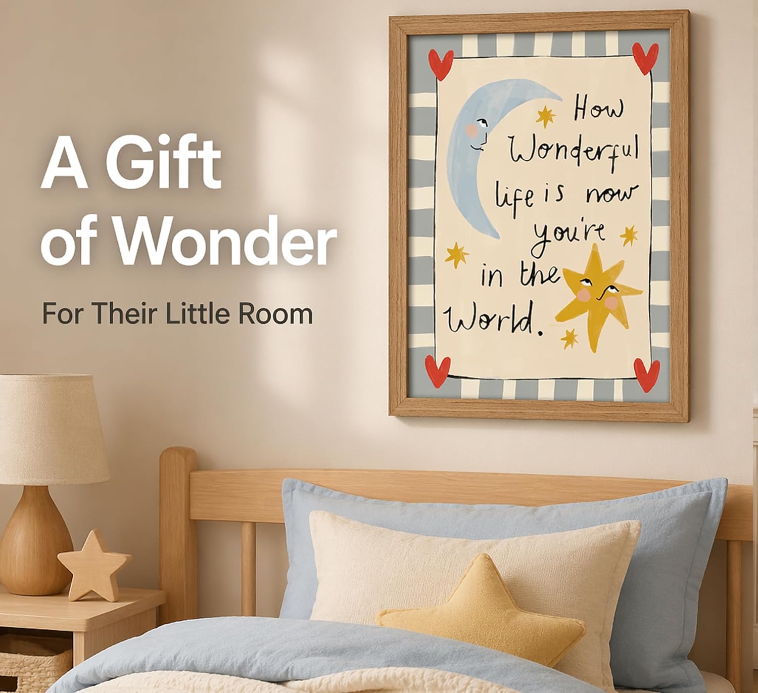Nursery Moon Star Quote Art Print - Hình 2