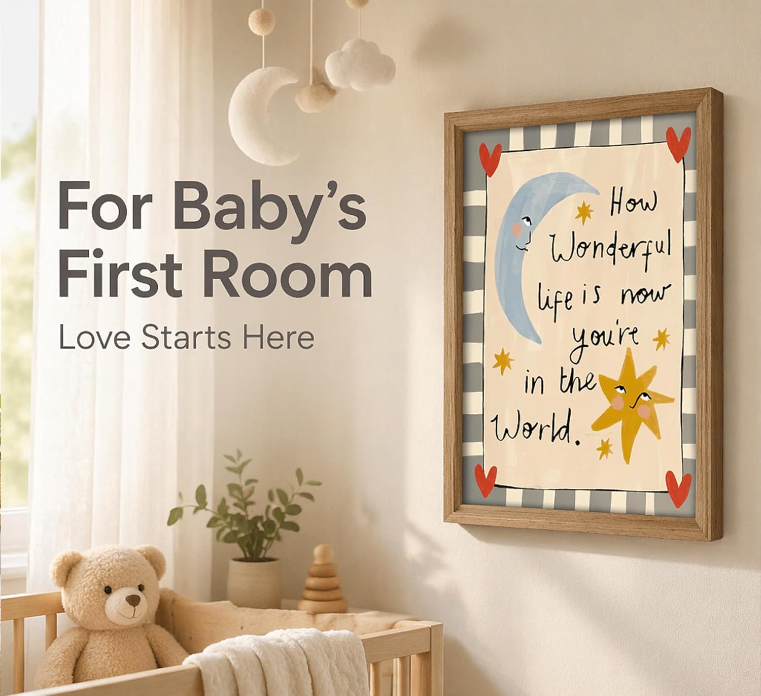 Nursery Moon Star Quote Art Print - Hình 3