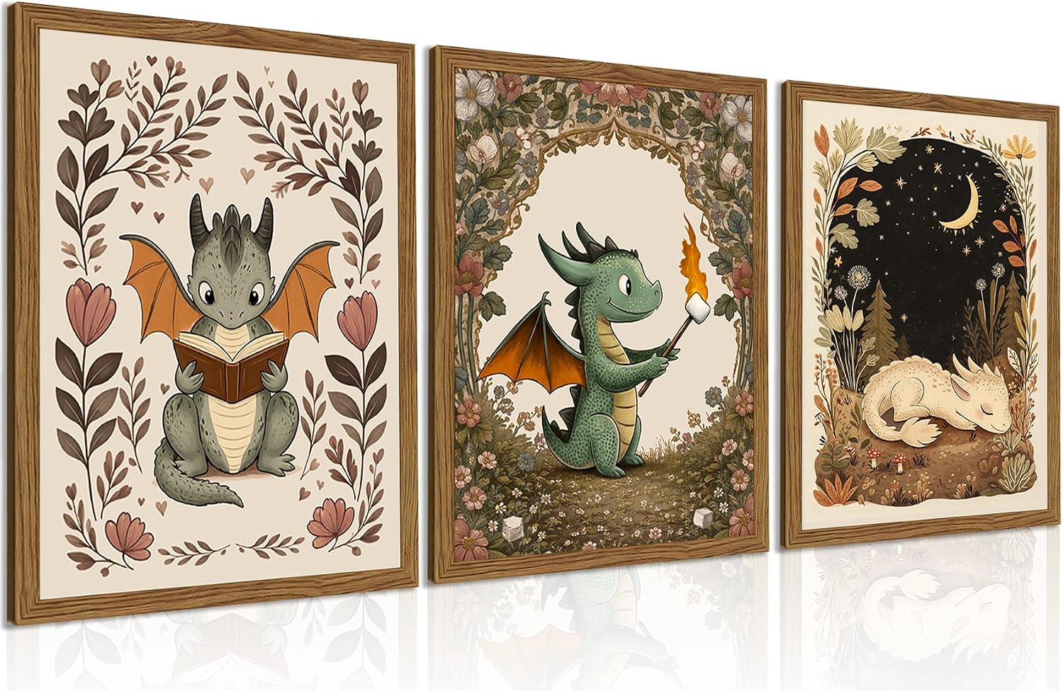Charming Dragon Nursery Wall Art Prints - Set of 3