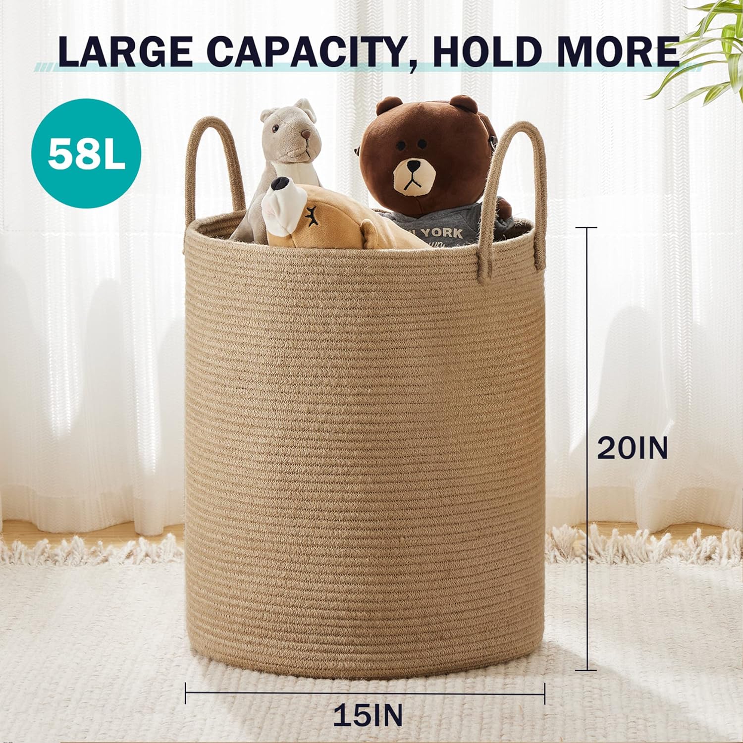 Large Woven Cotton Rope Basket - Hình 2